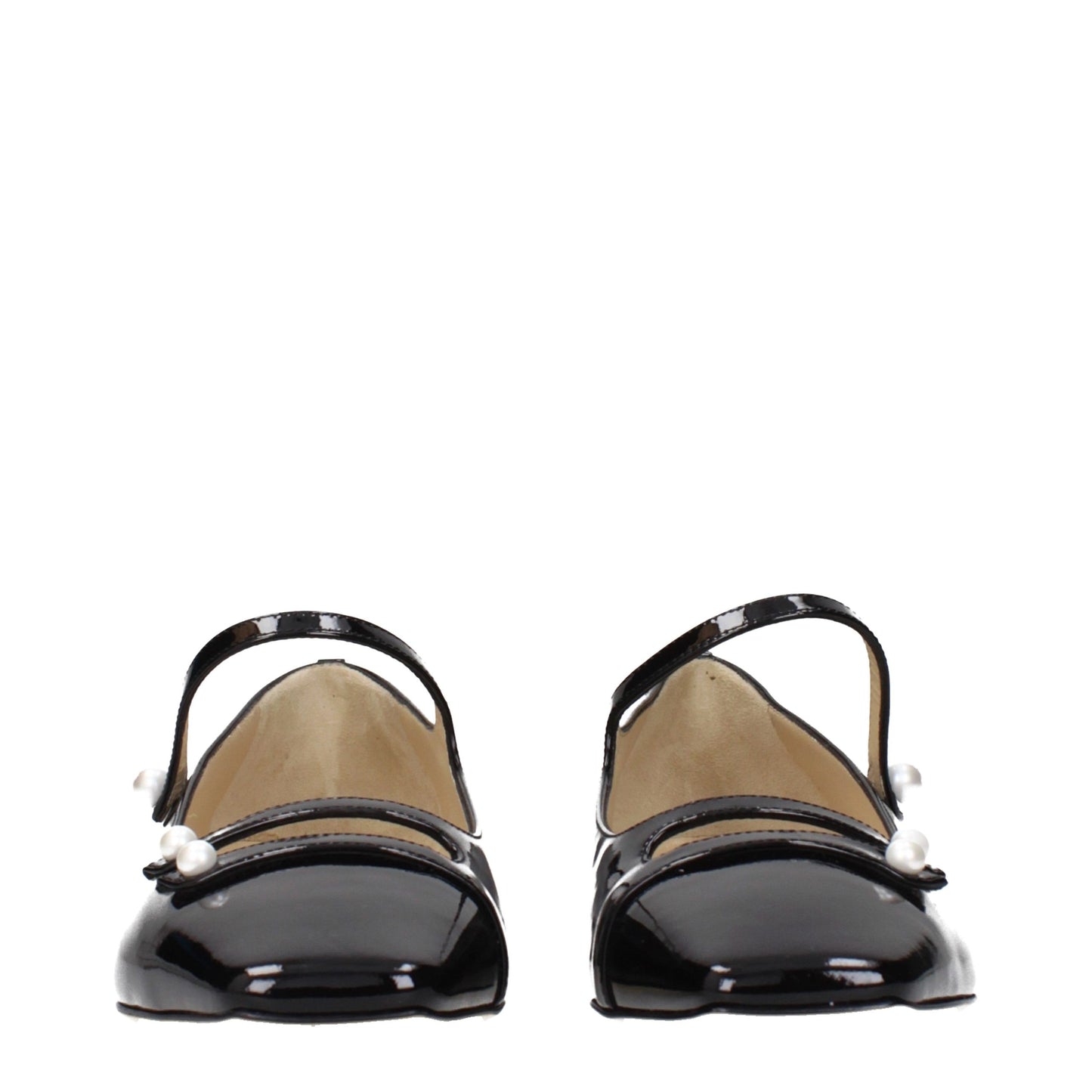 Ballet Flat Shoes by Jimmy Choo for women in patent leather black features an captivating silhouette, showcasing the captivating style of the Women's Patent Leather Ballet Flat Shoes with its distinct and refined .
