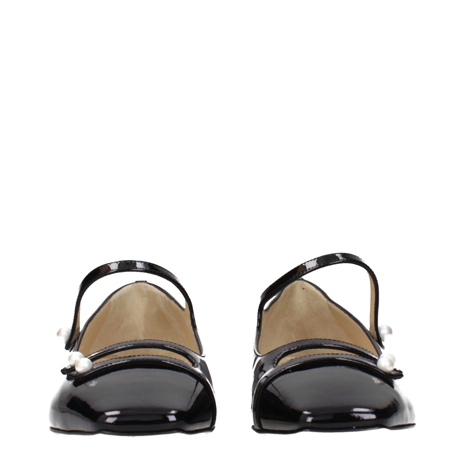 Ballet Flat Shoes by Jimmy Choo for women in patent leather black features an captivating silhouette, showcasing the captivating style of the Women's Patent Leather Ballet Flat Shoes with its distinct and refined .