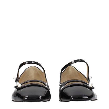 Ballet Flat Shoes by Jimmy Choo for women in patent leather black features an captivating silhouette, showcasing the captivating style of the Women's Patent Leather Ballet Flat Shoes with its distinct and refined .