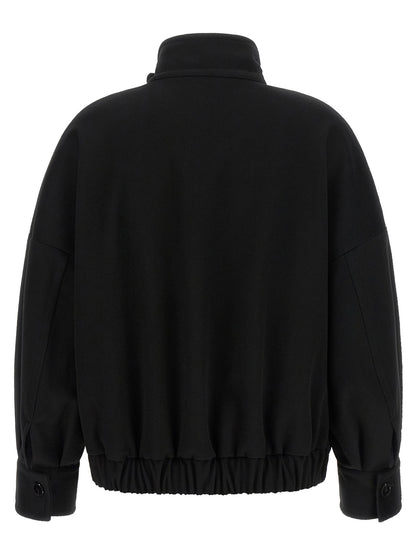 Bomber Jacket by Alberto Biani for women in wool black features an on trend silhouette, showcasing refined pockets and a sophisticated for a truly on trend finish.