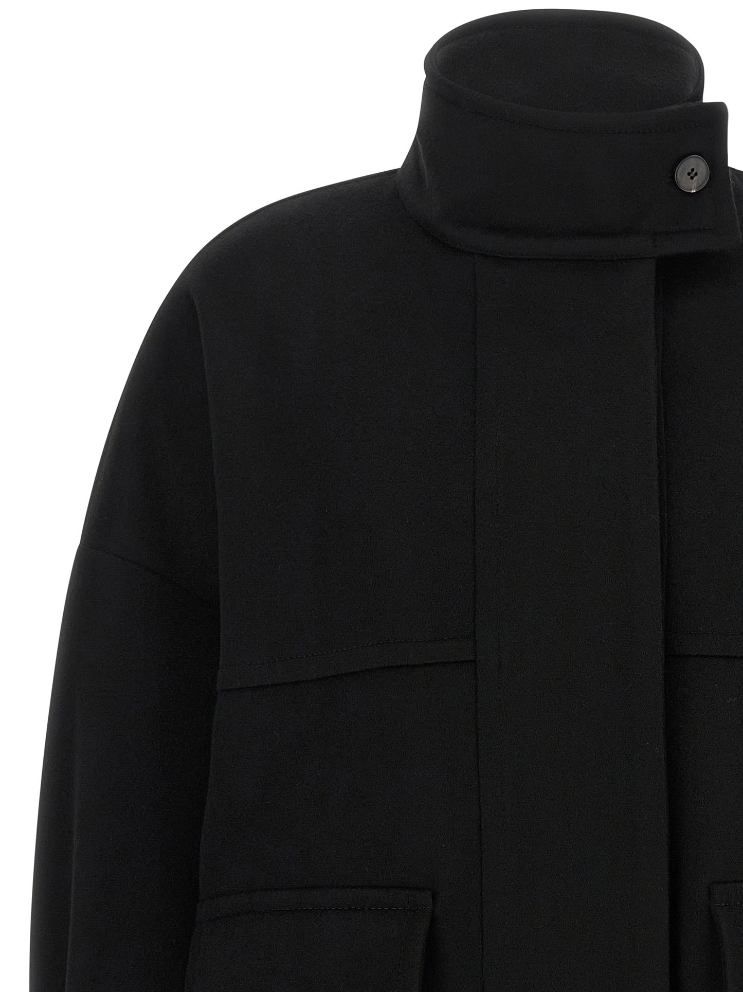 Bomber Jacket by Alberto Biani for women in wool black features an on trend silhouette, showcasing refined pockets and a sophisticated for a truly on trend finish.