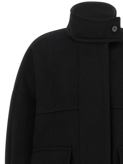 Bomber Jacket by Alberto Biani for women in wool black features an on trend silhouette, showcasing refined pockets and a sophisticated for a truly on trend finish.