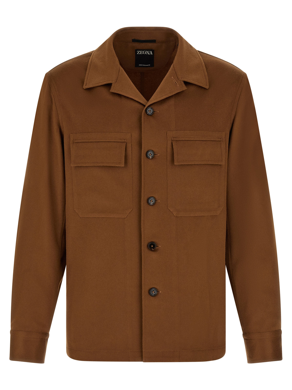 ZEGNA Men's Relaxed Fit Cashmere & Leather Overshirt - Brown