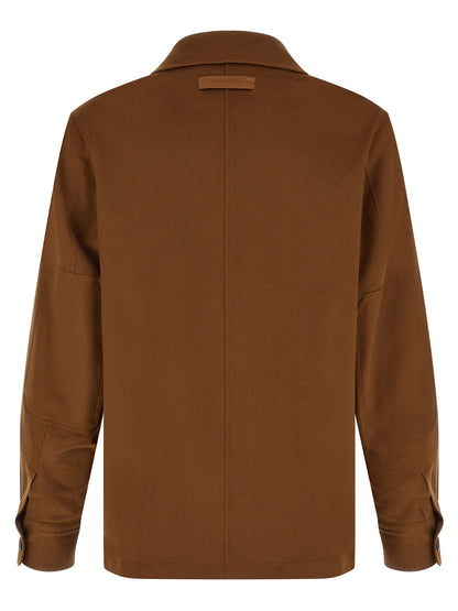 ZEGNA Men's Relaxed Fit Cashmere & Leather Overshirt - Brown