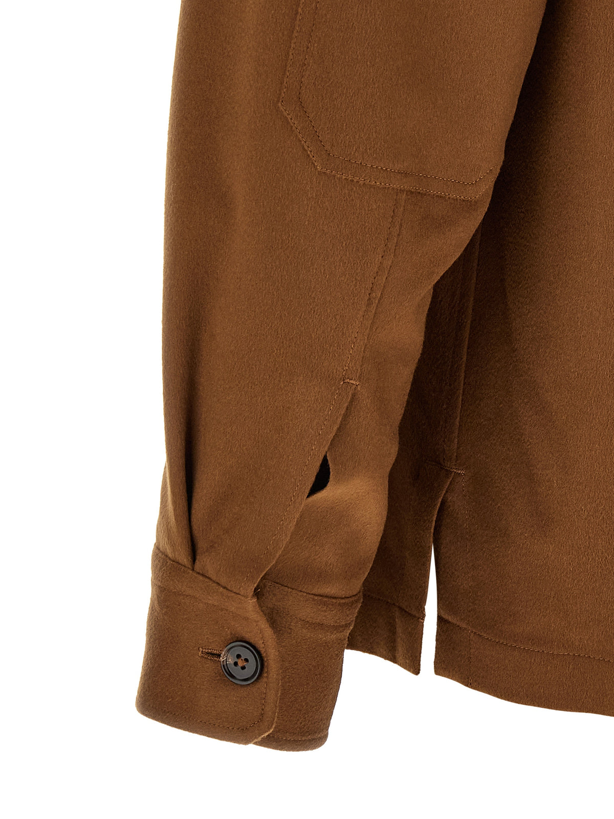 ZEGNA Men's Relaxed Fit Cashmere & Leather Overshirt - Brown