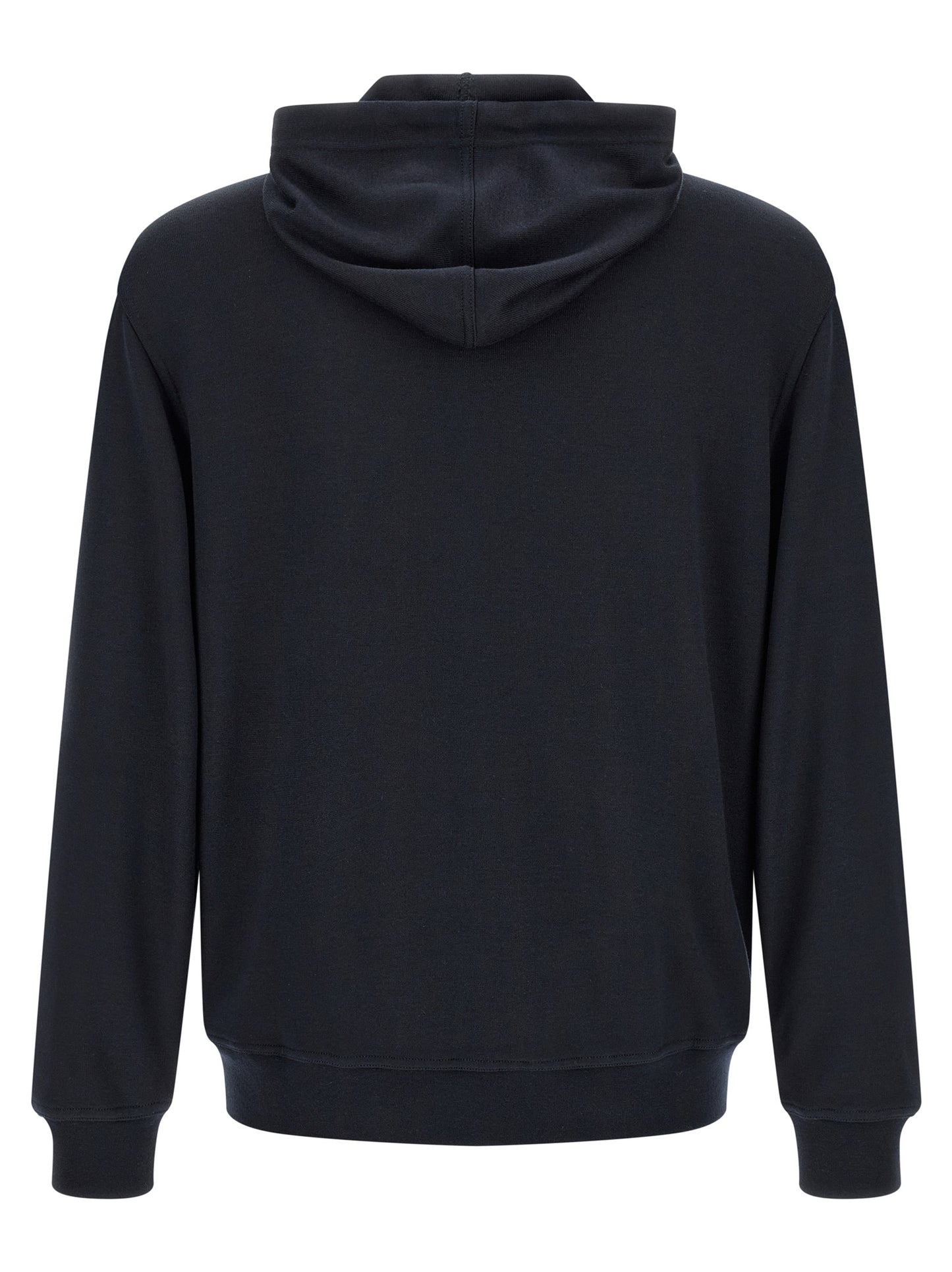 Sweatshirt Hoodie by Brunello Cucinelli for men in cashmere silk & polyamide blue features an dramatic silhouette, showcasing a sophisticated hooded neckline and dramatic for a refined, modern aesthetic.