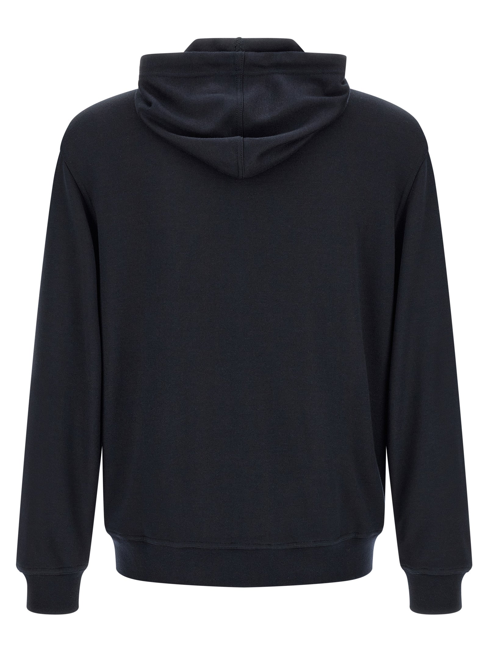 Sweatshirt Hoodie by Brunello Cucinelli for men in cashmere silk & polyamide blue features an dramatic silhouette, showcasing a sophisticated hooded neckline and dramatic for a refined, modern aesthetic.