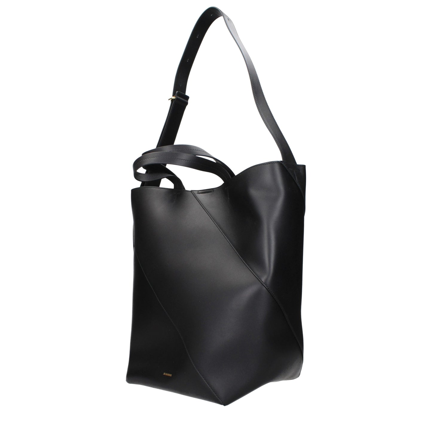 Crossbody Handbag by Jil Sander for women in leather black features a multifaceted silhouette, showcasing a secure and multifaceted with versatile crossbody-strap & adjustable-strap for multifaceted style.