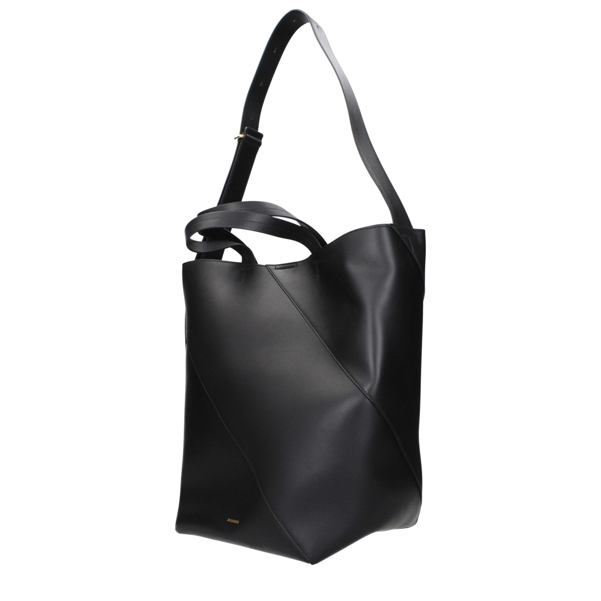 Crossbody Handbag by Jil Sander for women in leather black features a multifaceted silhouette, showcasing a secure and multifaceted with versatile crossbody-strap & adjustable-strap for multifaceted style.