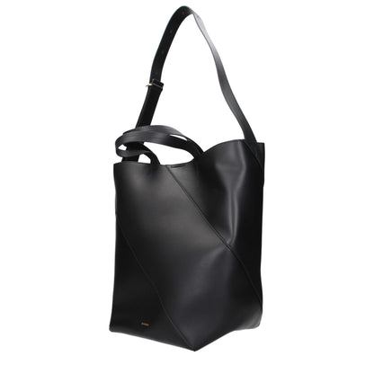 Crossbody Handbag by Jil Sander for women in leather black features a multifaceted silhouette, showcasing a secure and multifaceted with versatile crossbody-strap & adjustable-strap for multifaceted style.