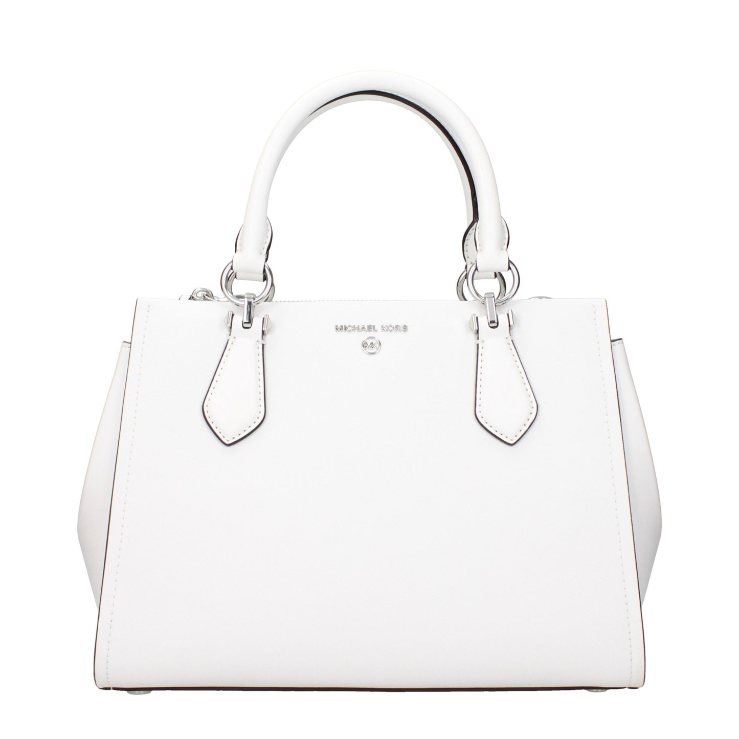 This Handbag by Michael Kors for women in leather and white presents a sculptural silhouette featuring a secure , ample , and versatile adjustable-strap for a sculptural finish.
