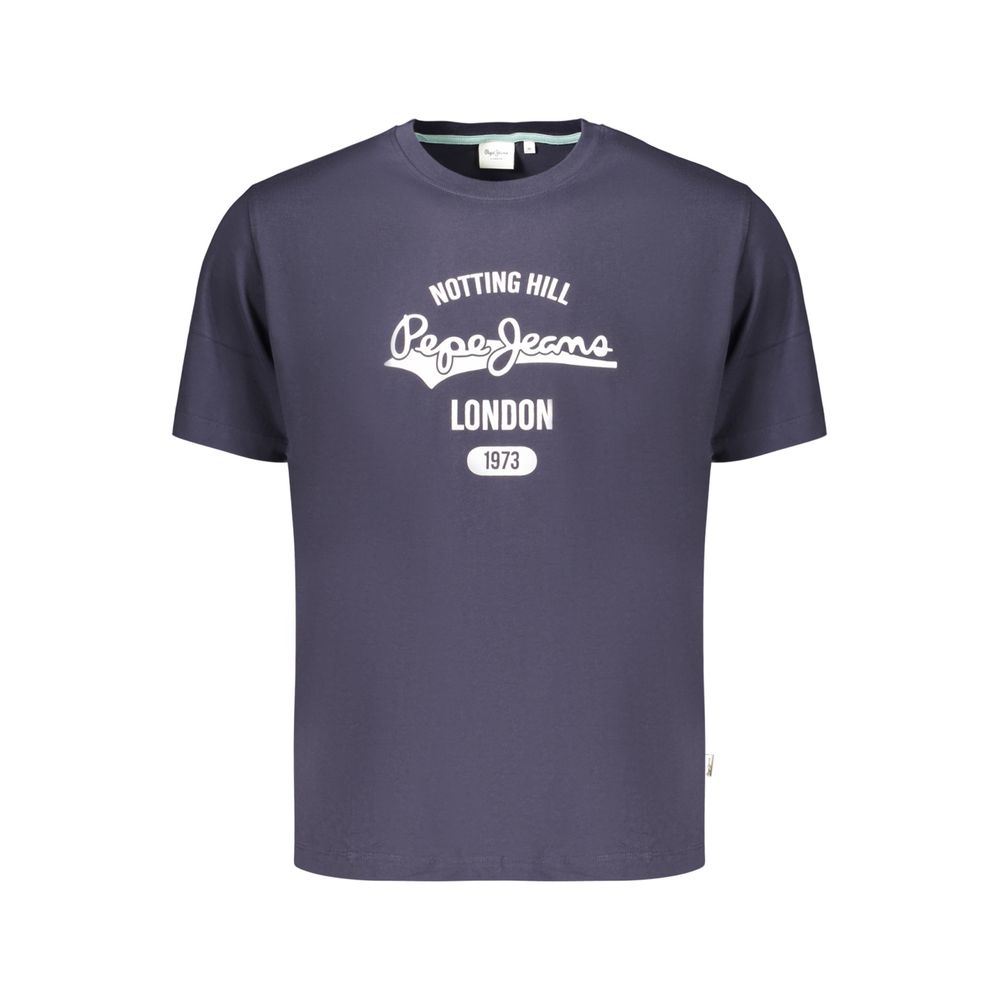 T-Shirt by Pepe Jeans for men in cotton blue & print showcases a chic silhouette, artfully detailed with a chic crew neckline and for a chic finish.