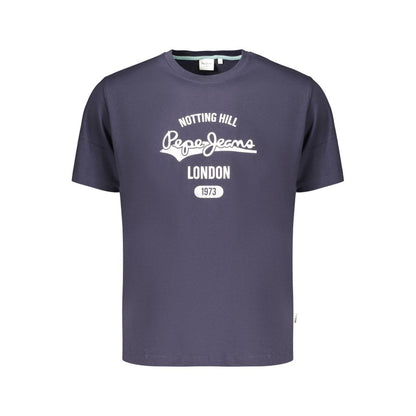 T-Shirt by Pepe Jeans for men in cotton blue & print showcases a chic silhouette, artfully detailed with a chic crew neckline and for a chic finish.