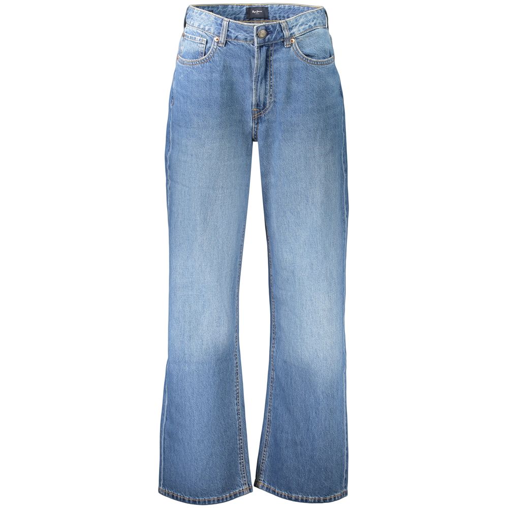 Jeans by Pepe Jeans for women in denim cotton blue features an sartorial straight-leg and long with a high rise cut for a sartorial finish.
