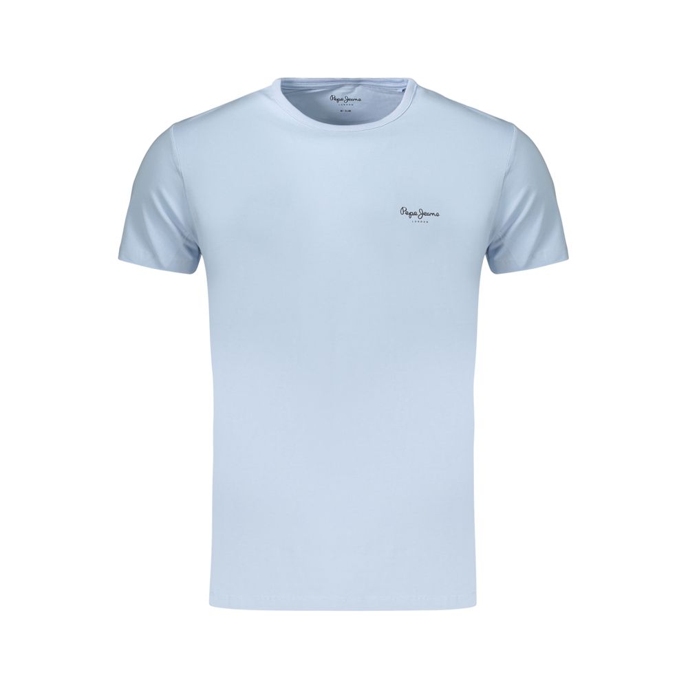 T-Shirt by Pepe Jeans for men in stretch cotton azzurro & print showcases a chic silhouette, artfully detailed with a chic crew neckline and for a chic finish.