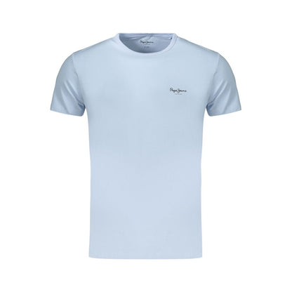 T-Shirt by Pepe Jeans for men in stretch cotton azzurro & print showcases a chic silhouette, artfully detailed with a chic crew neckline and for a chic finish.