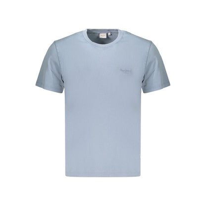 T-Shirt by Pepe Jeans for men in cotton azzurro & print showcases a fashionable silhouette, elegantly detailed with a fashionable and crew neckline for a sophisticated, high-fashion look.