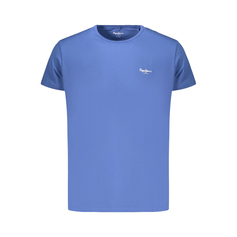 T-Shirt by Pepe Jeans for men in stretch cotton blue & print showcases a chic silhouette, artfully detailed with a chic crew neckline and for a chic finish.