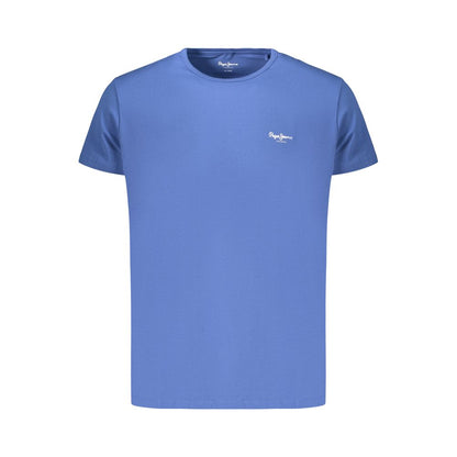T-Shirt by Pepe Jeans for men in stretch cotton blue & print showcases a chic silhouette, artfully detailed with a chic crew neckline and for a chic finish.