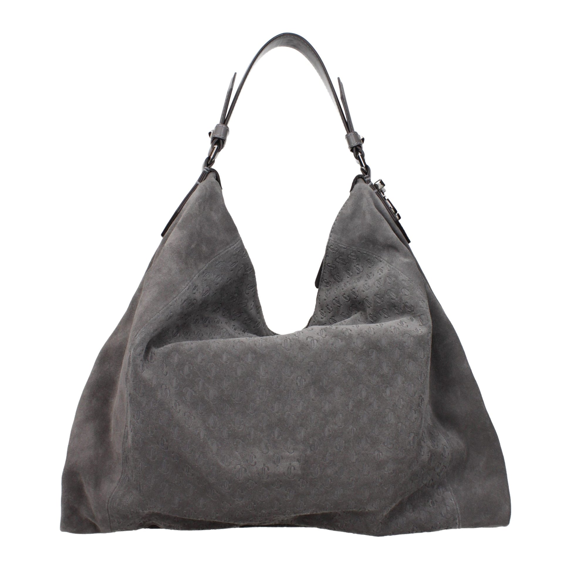 Shoulder Bag by Jimmy Choo for women in suede leather gray presents a versatile silhouette, showcasing a secure and versatile with versatile shoulder-strap for a sophisticated look.