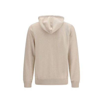 Sweatshirt Hoodie by Brunello Cucinelli for men in cashmere & capra leather beige features a authentic silhouette, showcasing a sophisticated hooded neckline and authentic detail for a refined finish.
