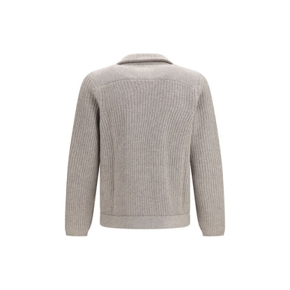 Cardigan by Brunello Cucinelli for men in cashmere & capra leather gray features an crisp silhouette, showcasing a sophisticated and detail for a truly crisp finish.