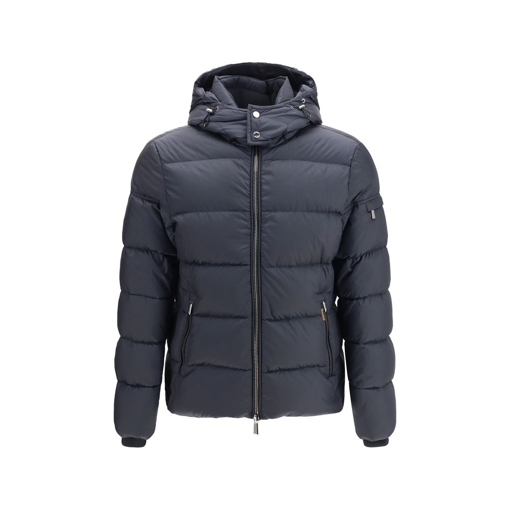 MooRER Men's Down Goose Padded Polyamide & Goose-Down Hooded Puffer Jacket - Blue