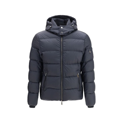 MooRER Men's Down Goose Padded Polyamide & Goose-Down Hooded Puffer Jacket - Blue