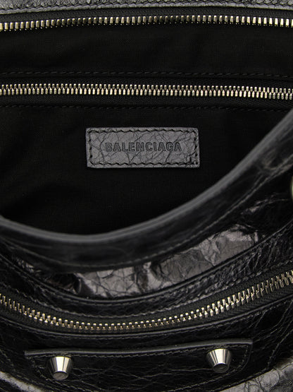 Balenciaga Le City Cotton Canvas & Lamb Leather Handbag - Silver