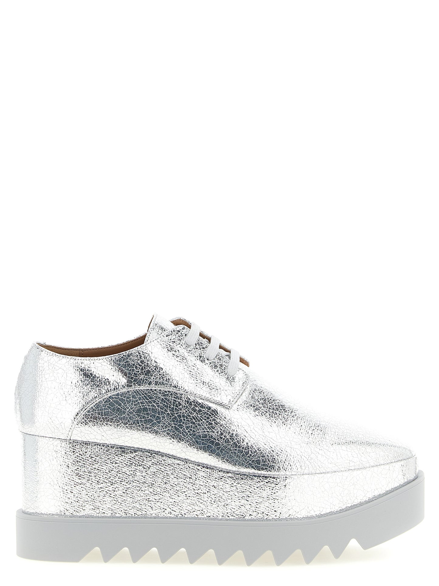 Derby Flat Shoes by Stella McCartney for women in eva silver features an statuesque silhouette from the Women's EVA Derby Flat Shoes collection, showcasing a and a statuesque square toe style for a statuesque look.