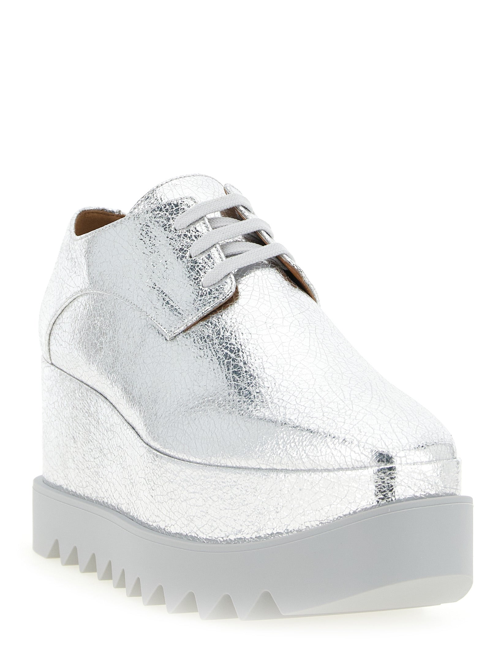 Derby Flat Shoes by Stella McCartney for women in eva silver showcases a enchanting silhouette as part of the Women's EVA Derby Flat Shoes collection, defined by a enchanting square toe style and for a enchanting look.