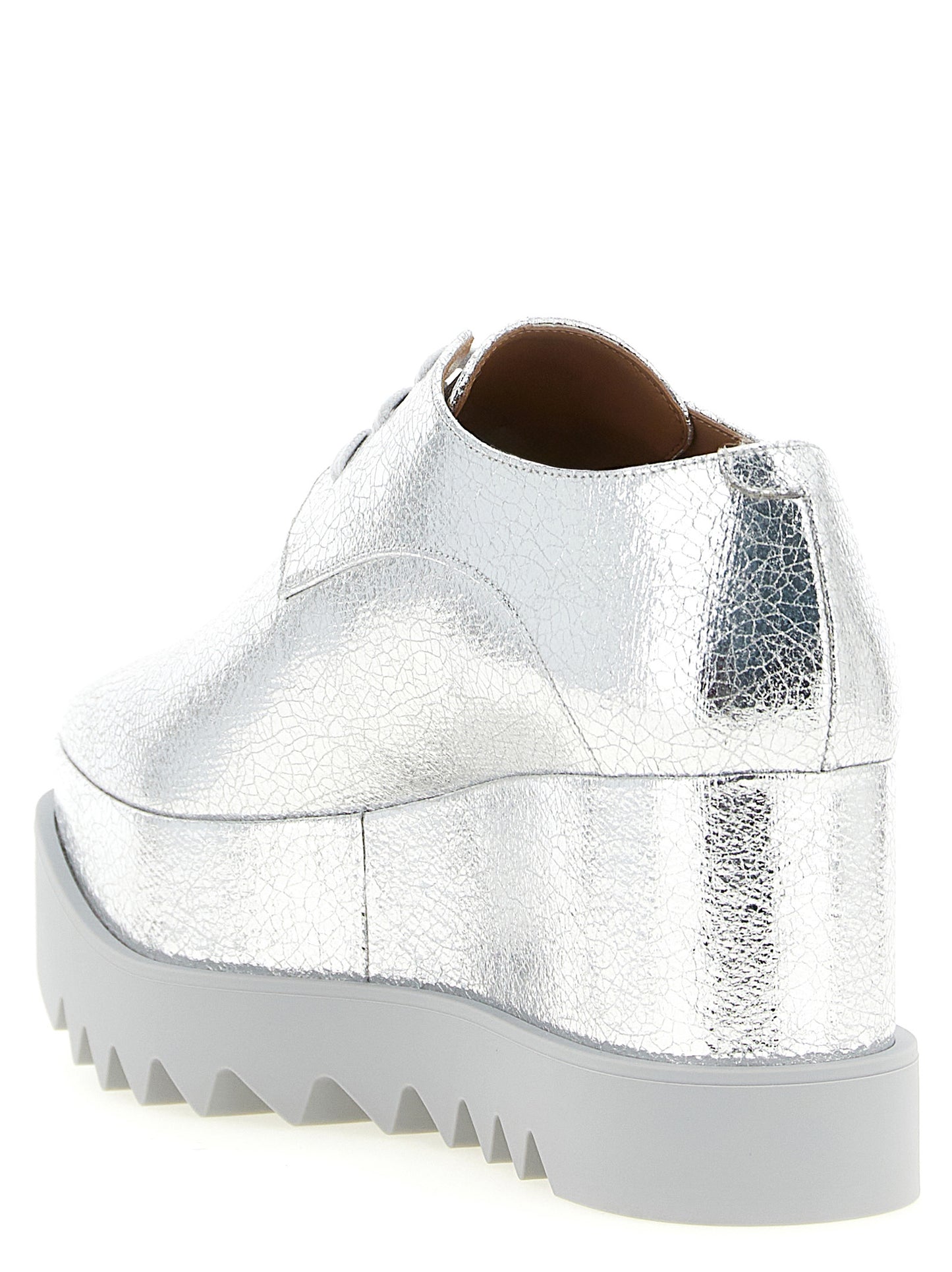 Derby Flat Shoes by Stella McCartney for women in eva silver showcases a resplendent Women's EVA Derby Flat Shoes aesthetic with a and square toe style.