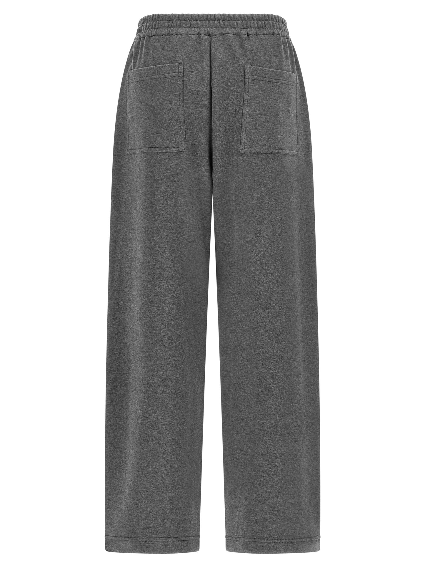 Joggers by Brunello Cucinelli for women in cotton dark-gray & natural features an sartorial wide and long with a cut for a sartorial finish.