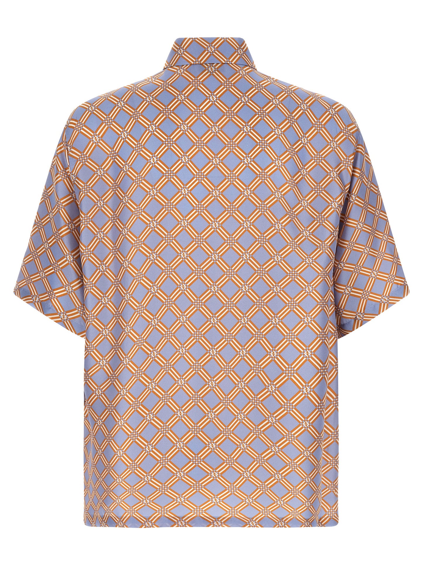 Shirt by Fendi for men in silk blue, multicolor, orange & patterned presents a discerning silhouette, showcasing a sophisticated and for a truly discerning finish.
