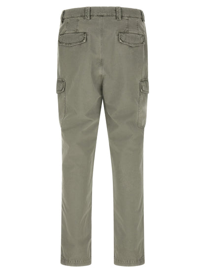 Cargo Pants by Brunello Cucinelli for men in cotton bicolour, gray & green features an smart casual and long, expertly tailored with a and smart casual utilitarian details for a sophisticated look.