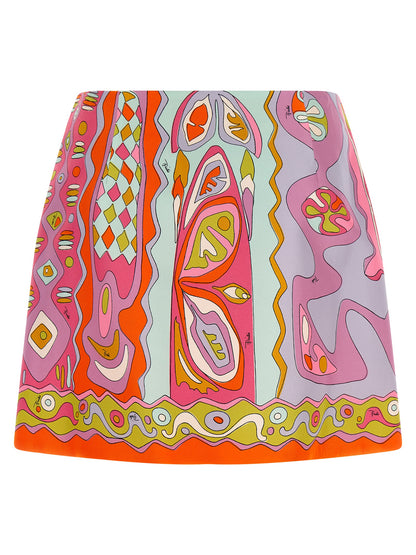 Emilio Pucci Women's Wrap A Line Silk Twill Skirt - Multicolor Signature Print