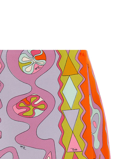 Emilio Pucci Women's Wrap A Line Silk Twill Skirt - Multicolor Signature Print