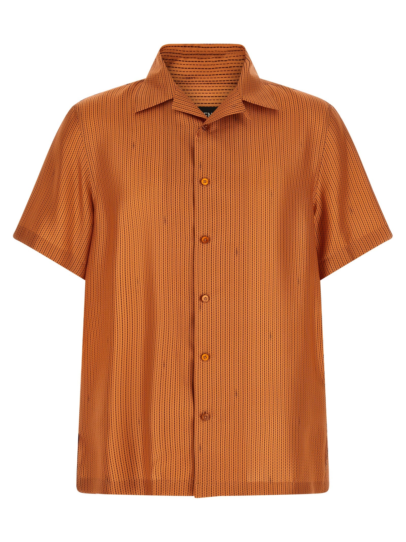 Shirt by Fendi for men in silk orange, pearl & patterned showcases a sleek silhouette, elegantly detailed with a sleek and for a sleek finish.