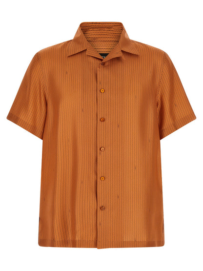Shirt by Fendi for men in silk orange, pearl & patterned showcases a sleek silhouette, elegantly detailed with a sleek and for a sleek finish.