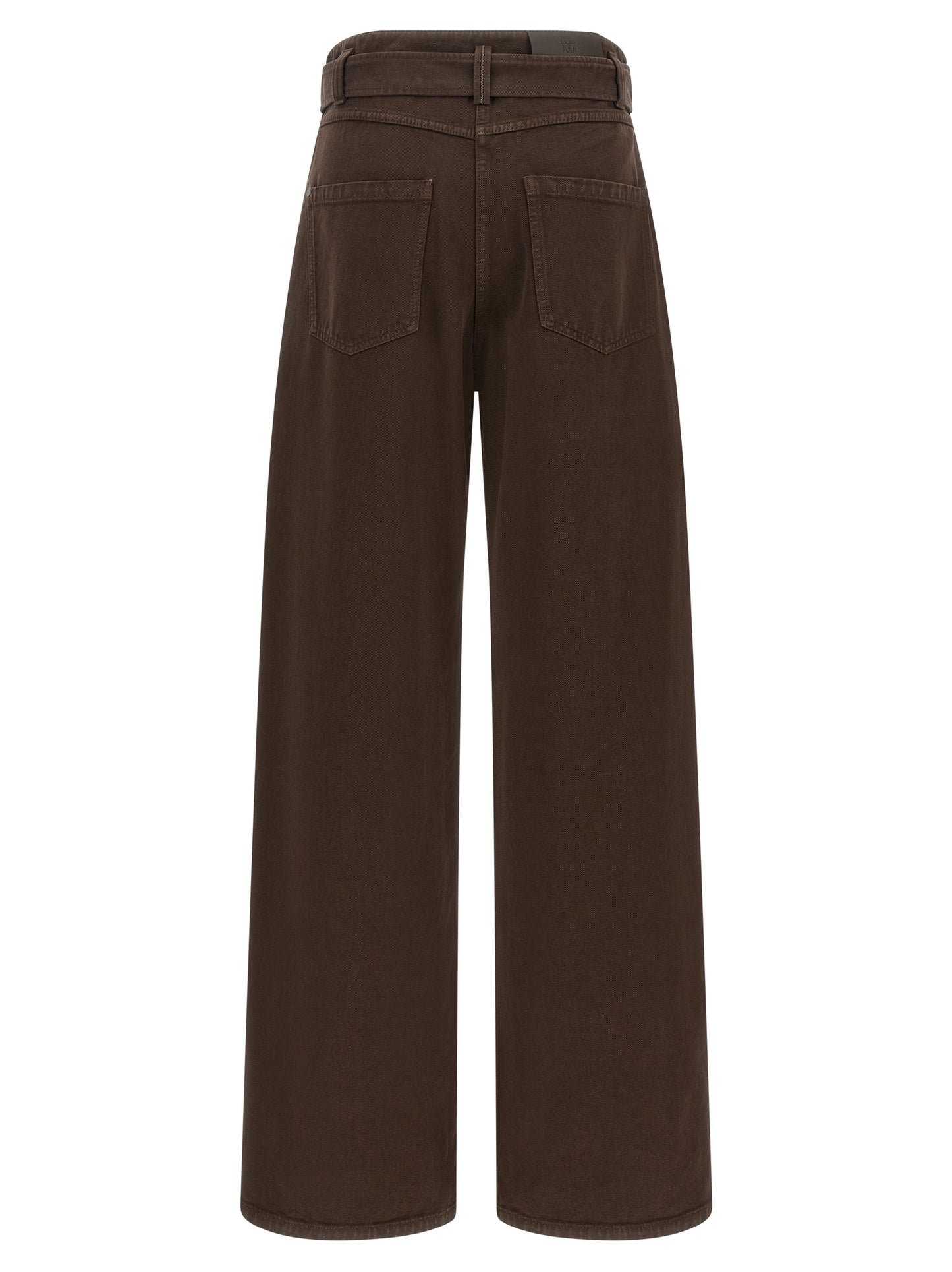 Jeans by Brunello Cucinelli for women in denim cotton brown presents a tailored silhouette, showcasing a tailored wide and long cut with a refined high rise for a truly tailored aesthetic.