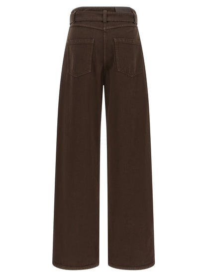 Jeans by Brunello Cucinelli for women in denim cotton brown presents a tailored silhouette, showcasing a tailored wide and long cut with a refined high rise for a truly tailored aesthetic.