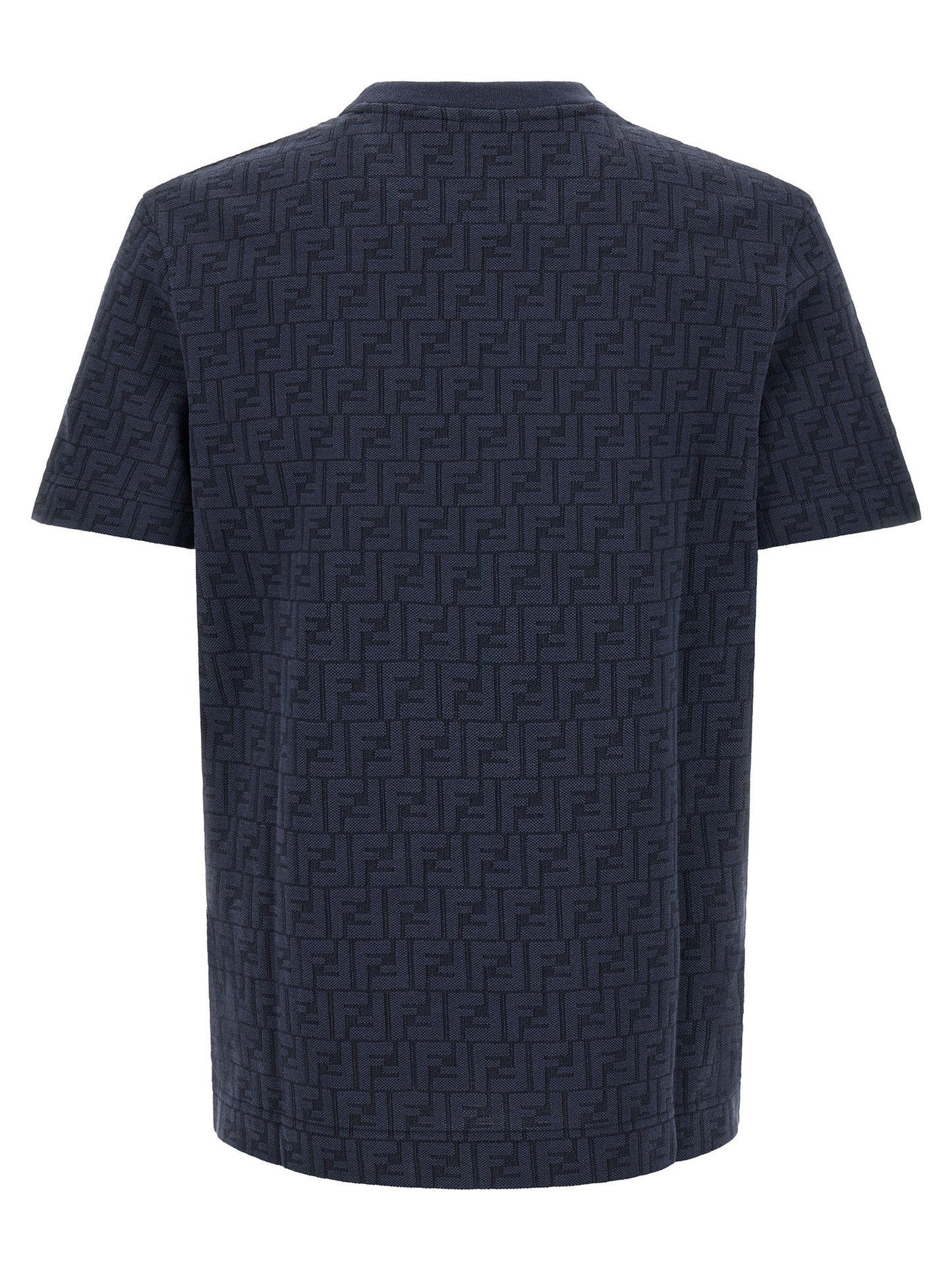 T-Shirt by Fendi for men in cotton dark-blue & patterned showcases a dramatic silhouette, elegantly detailed with a dramatic crew neckline and for a truly dramatic finish.