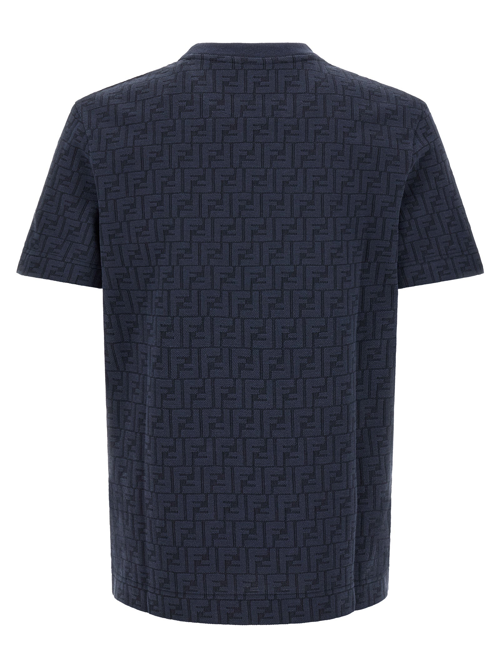 T-Shirt by Fendi for men in cotton dark-blue & patterned showcases a dramatic silhouette, elegantly detailed with a dramatic crew neckline and for a truly dramatic finish.