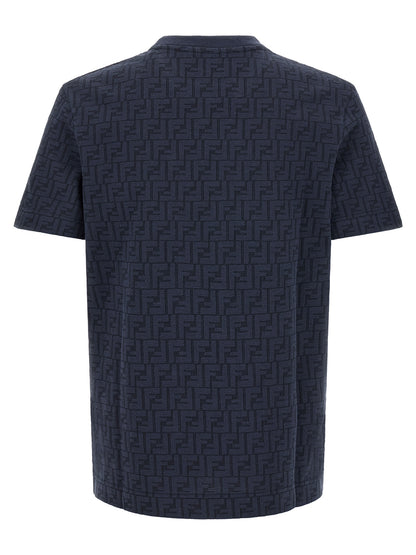 T-Shirt by Fendi for men in cotton dark-blue & patterned showcases a dramatic silhouette, elegantly detailed with a dramatic crew neckline and for a truly dramatic finish.