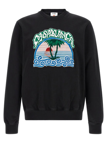 Sweatshirt by Casablanca for men in organic cotton black features an enviable silhouette, showcasing a premium and refined for a truly enviable finish.