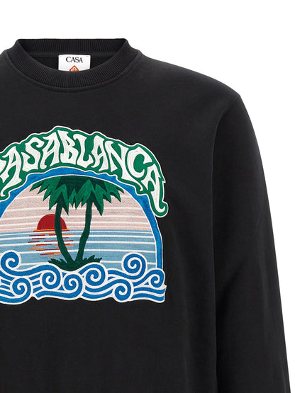 Sweatshirt by Casablanca for men in organic cotton black features an magnificent silhouette, showcasing a sophisticated and detail for a truly magnificent finish.