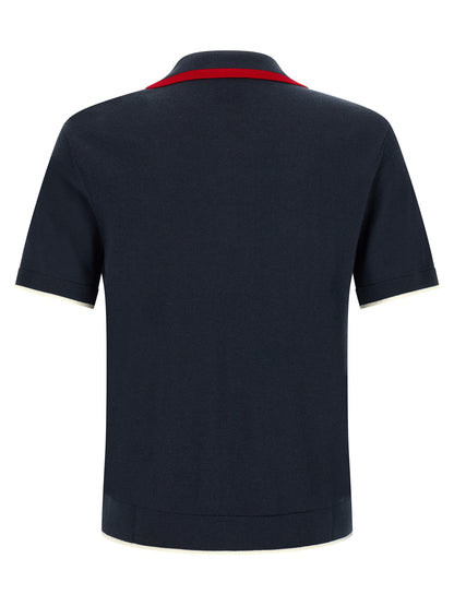 Polo Shirt by Casablanca for men in merino wool gold, green, navy, red, white & signature presents a crisp silhouette, artfully detailed with a crisp and crisp .