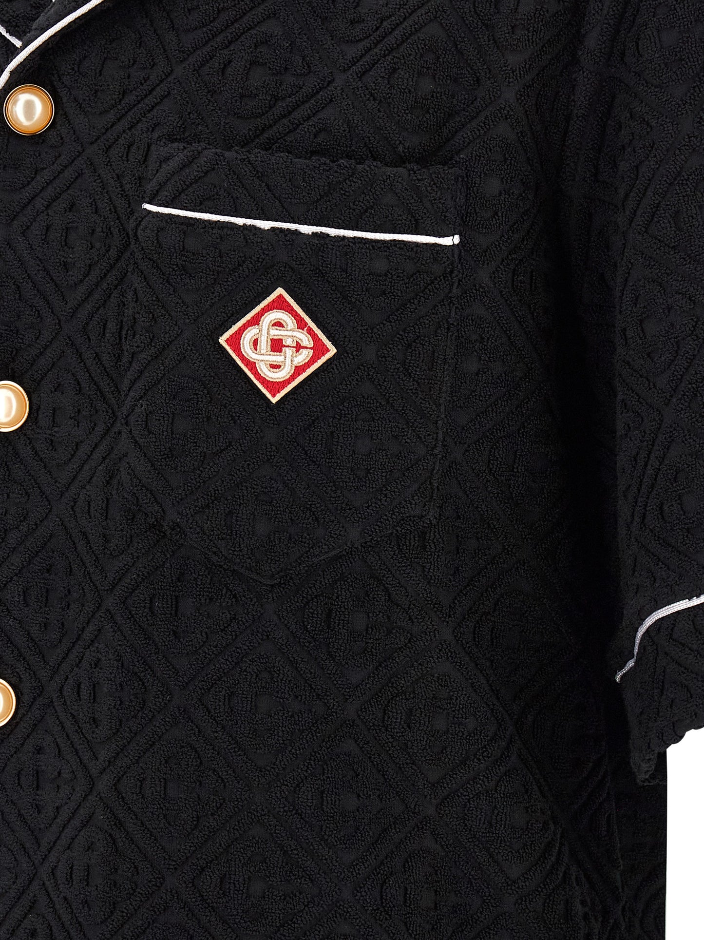 Shirt by Casablanca for men in cotton terry & polyamide black, white, patterned, jacquard & monogram presents a discerning silhouette, showcasing a sophisticated and for a truly discerning finish.