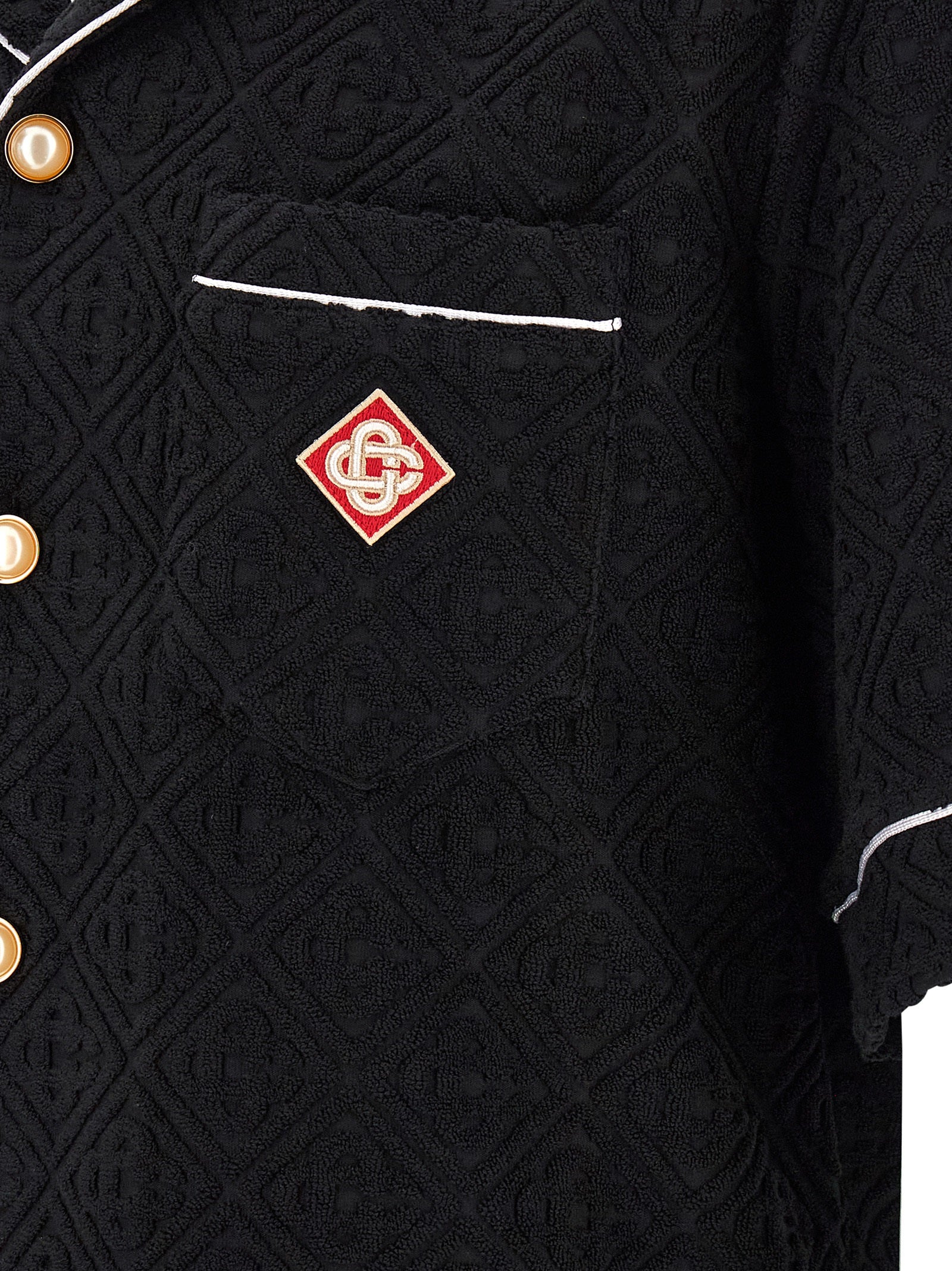 Shirt by Casablanca for men in cotton terry & polyamide black, white, patterned, jacquard & monogram presents a discerning silhouette, showcasing a sophisticated and for a truly discerning finish.