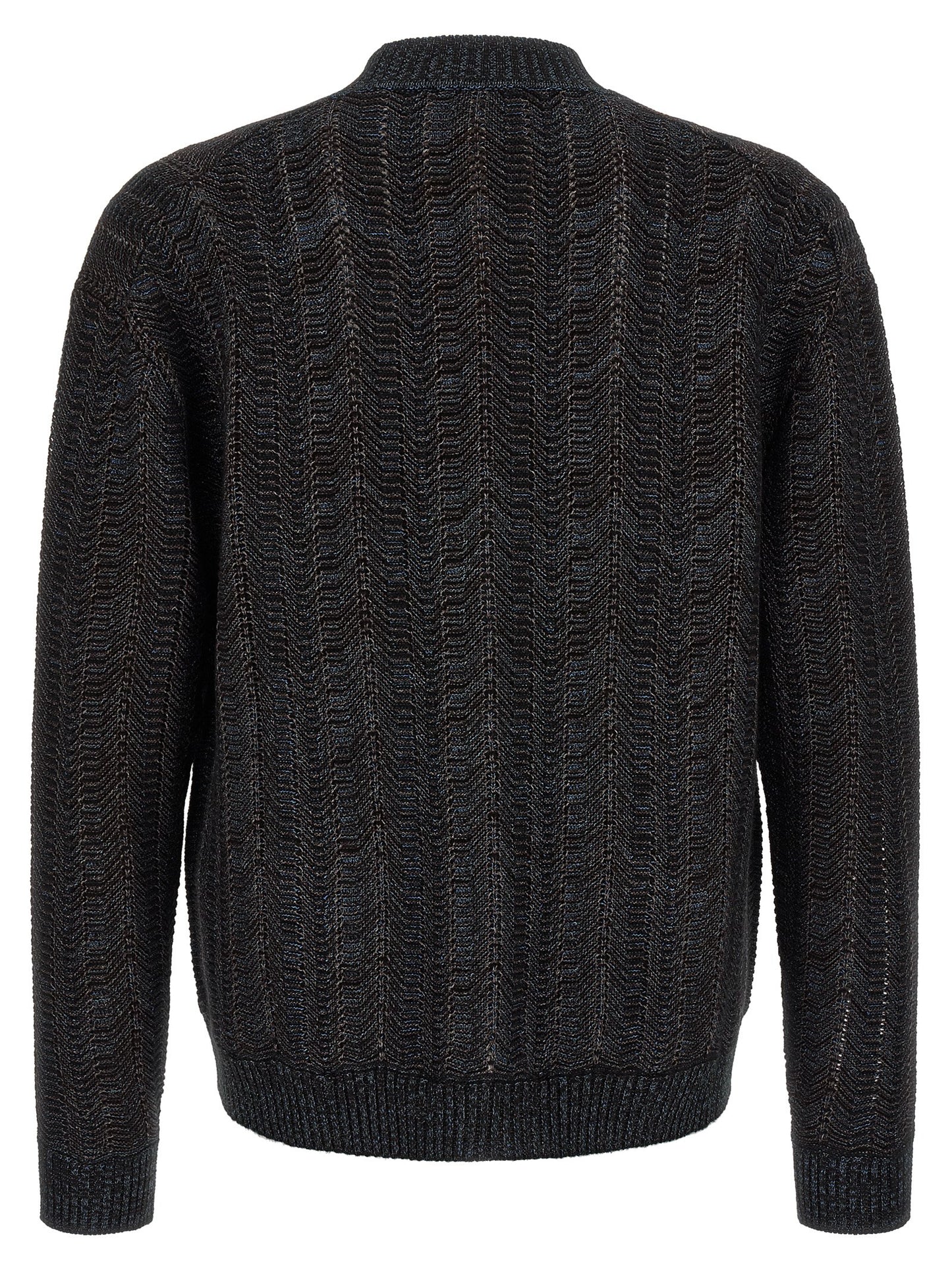 Cardigan by Missoni for men in polyester viscose wool blue features a nuanced silhouette with a refined v-neck plunging neckline and nuanced detailing for a sophisticated look.